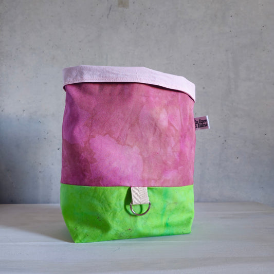 Cannolo Handbag Medium- Hand-dyed, Pink & Lime Green-La Cave à Laine
