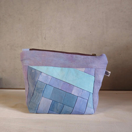 Patchwork Pouch Dama - Brown & Azul-La Cave à Laine