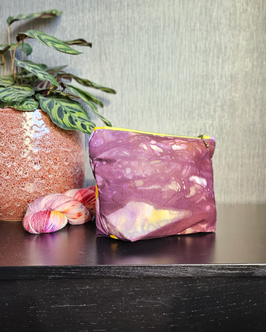 Patchwork Pouch Dama - Yellow and Violet-La Cave à Laine