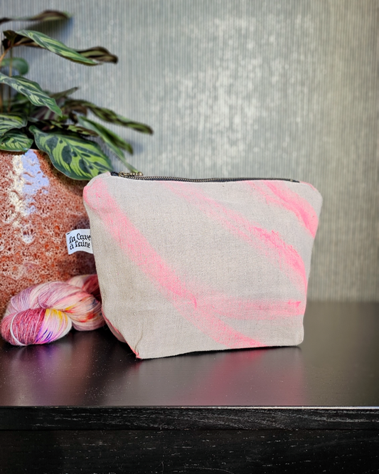 Zip Bag S - Pink Strokes-La Cave à Laine