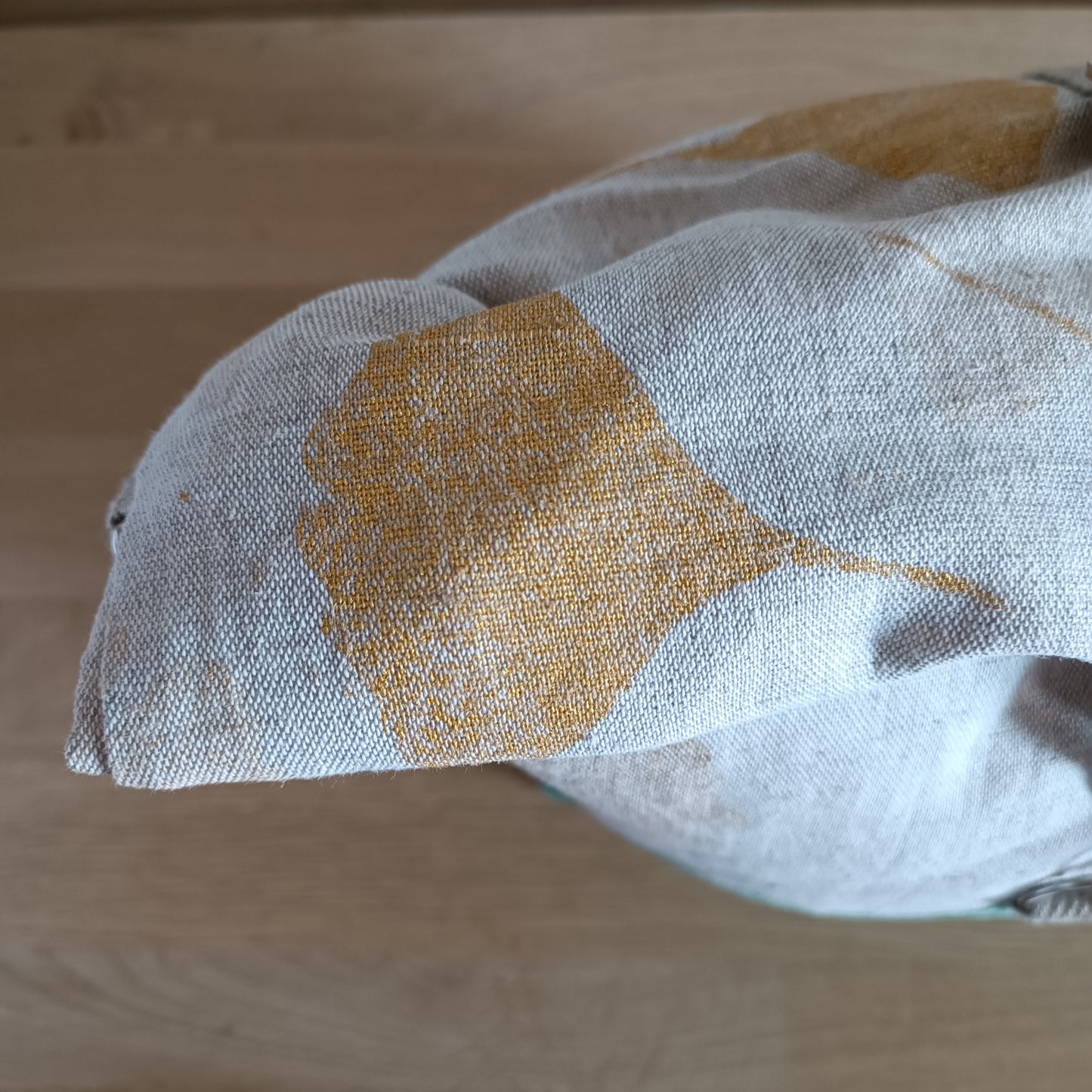 Cannolo Project Bag - Hand-printed and dyed, Golden Ginko, Large-La Cave à Laine