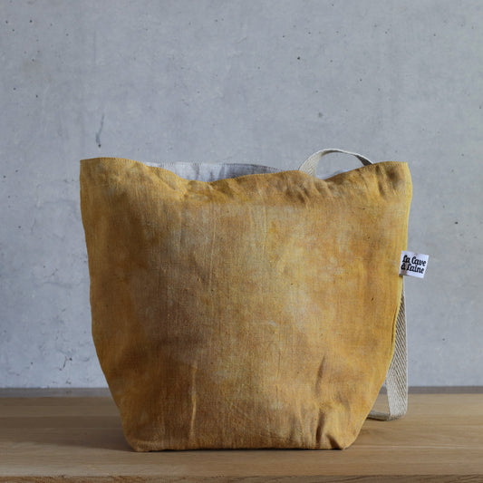 X-Large Drawstring Project Bag - Hand dyed, Yellow-La Cave à Laine