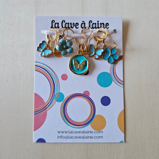 10 Stitch Markers - Azur Flowers-La Cave à Laine