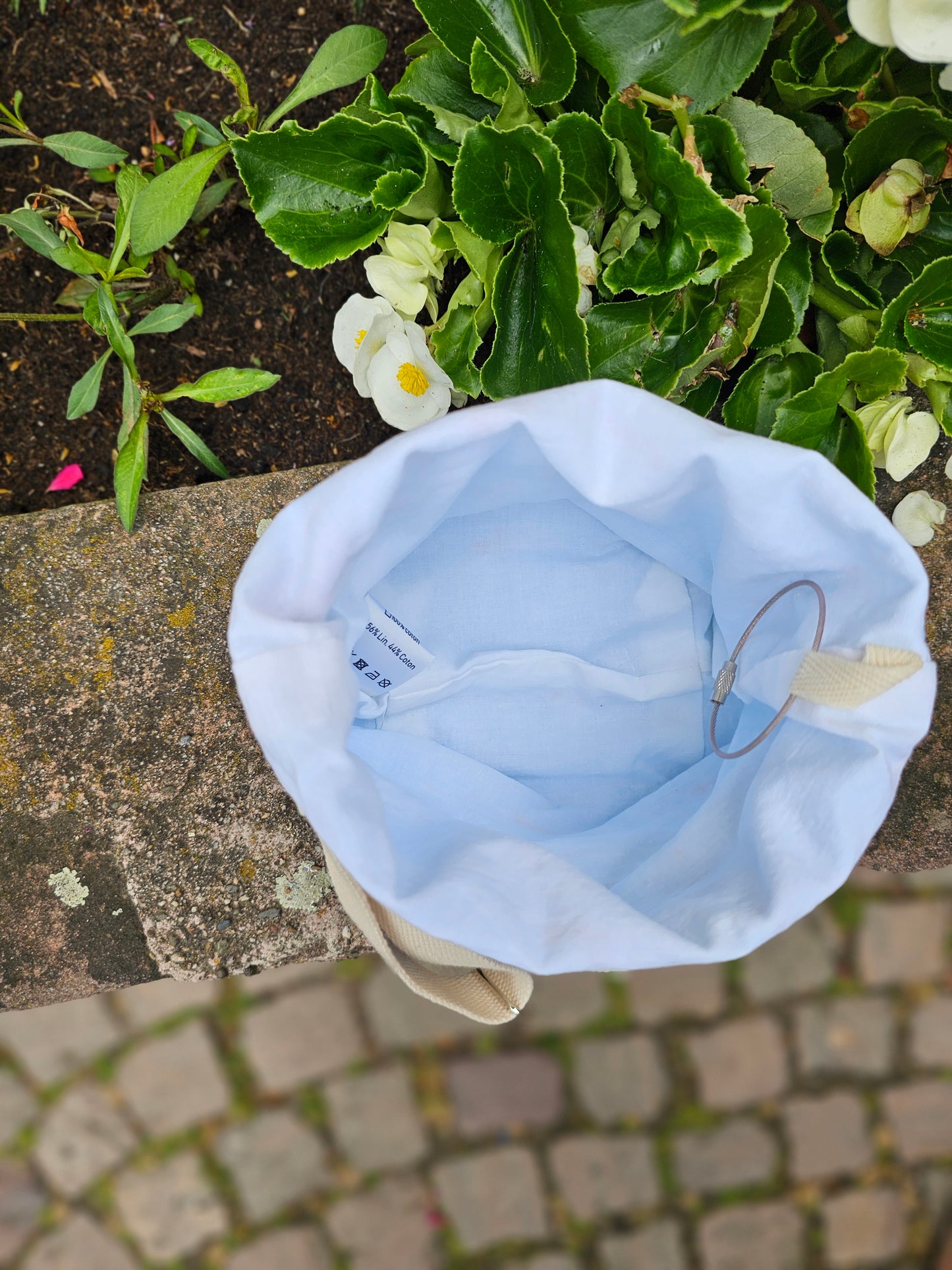 Small Drawstring Project Bag - Hand dyed, Blue