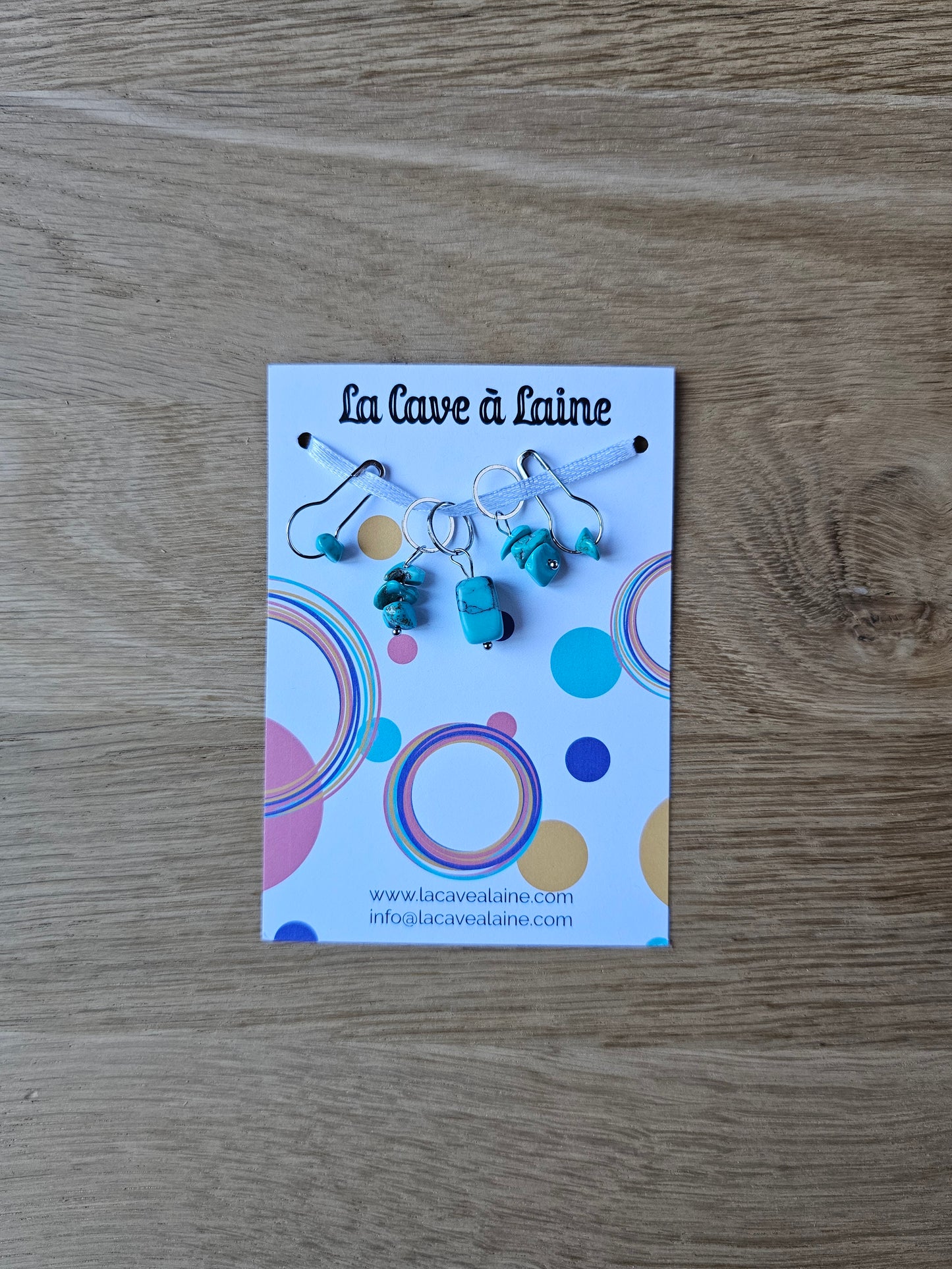 5 Stitch Markers - Turquoise-La Cave à Laine