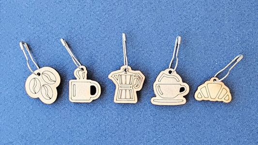 5 Coffee Lover Stitch Markers-La Cave à Laine