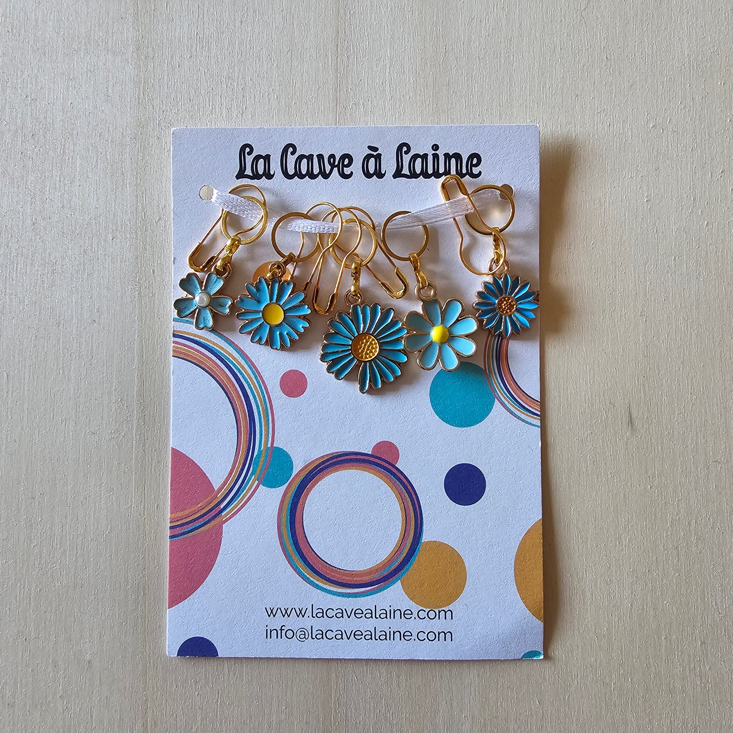 10 Stitch Markers - Azur Flowers-La Cave à Laine