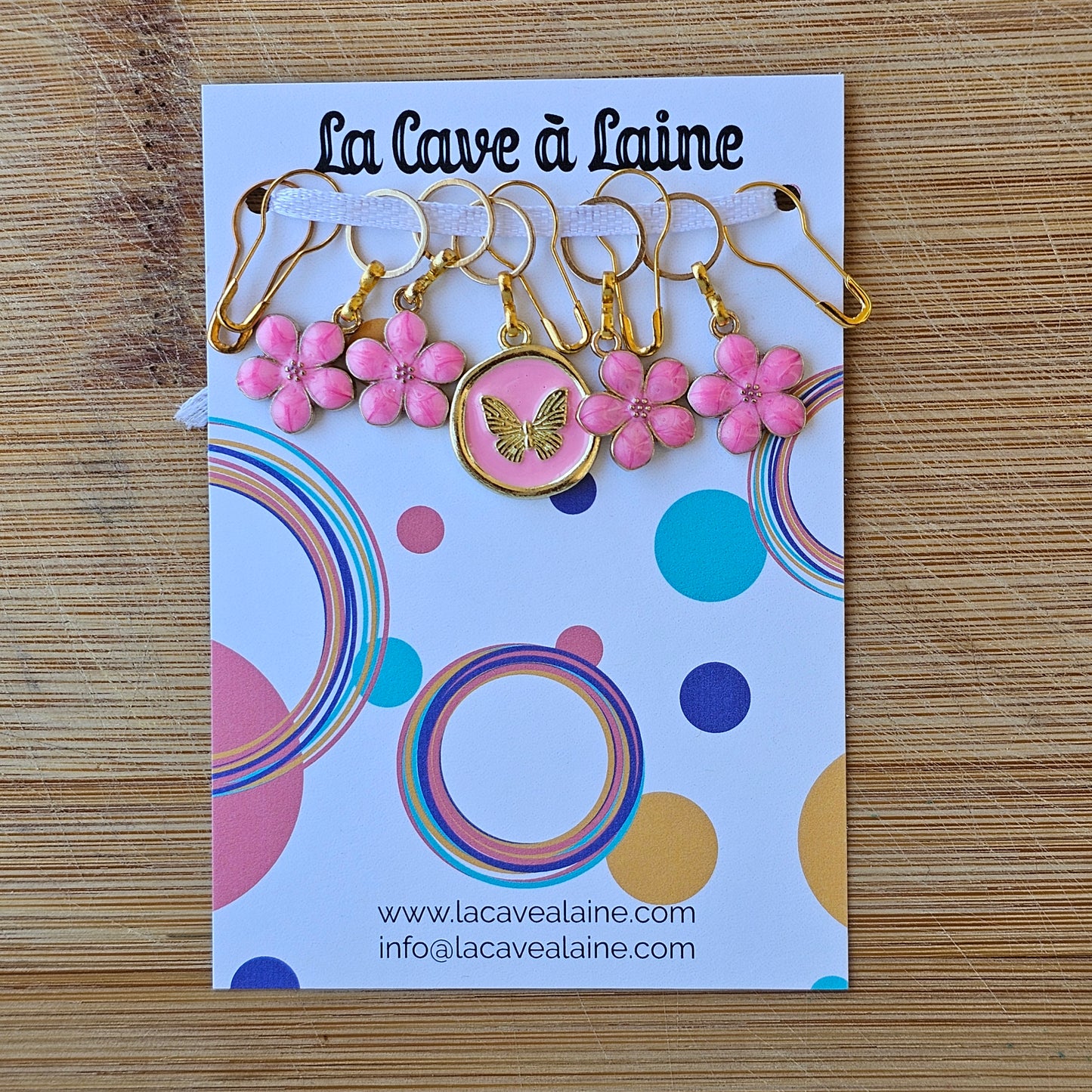 10 Stitch Markers - Pink Flowers-La Cave à Laine