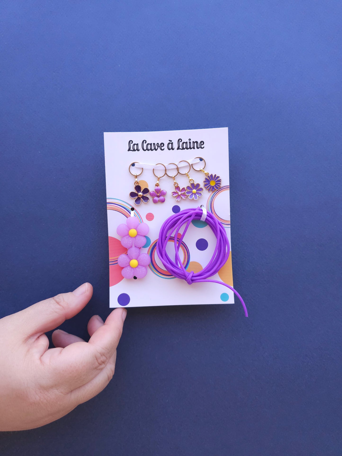 Extra Notions Card - Stitch Markers, Stoppers, and Holders - Purple