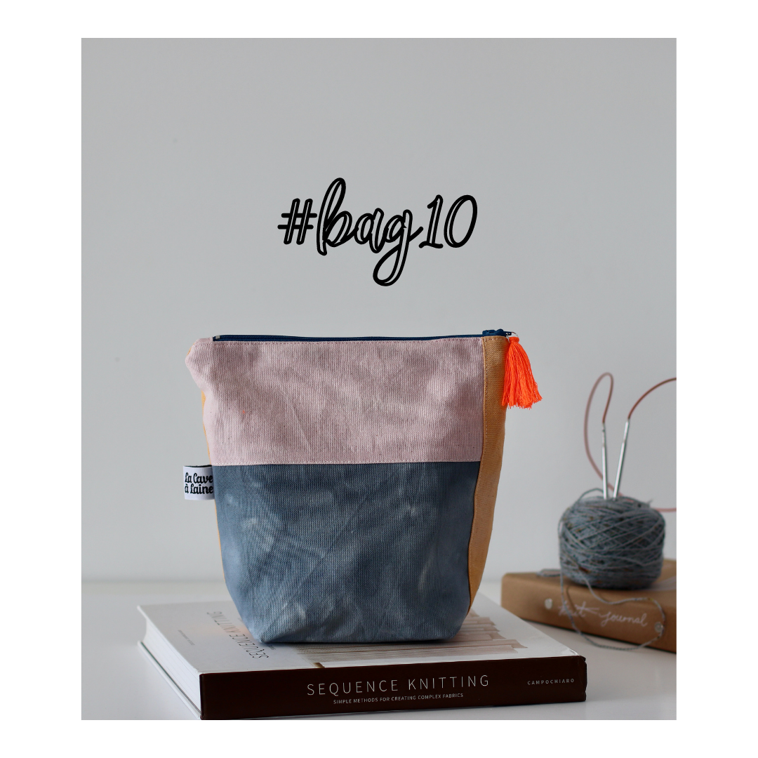 #Bag10: Hand-dyed Handcrafted Bag with Zipper - Pink, Blue & Orange-La Cave à Laine