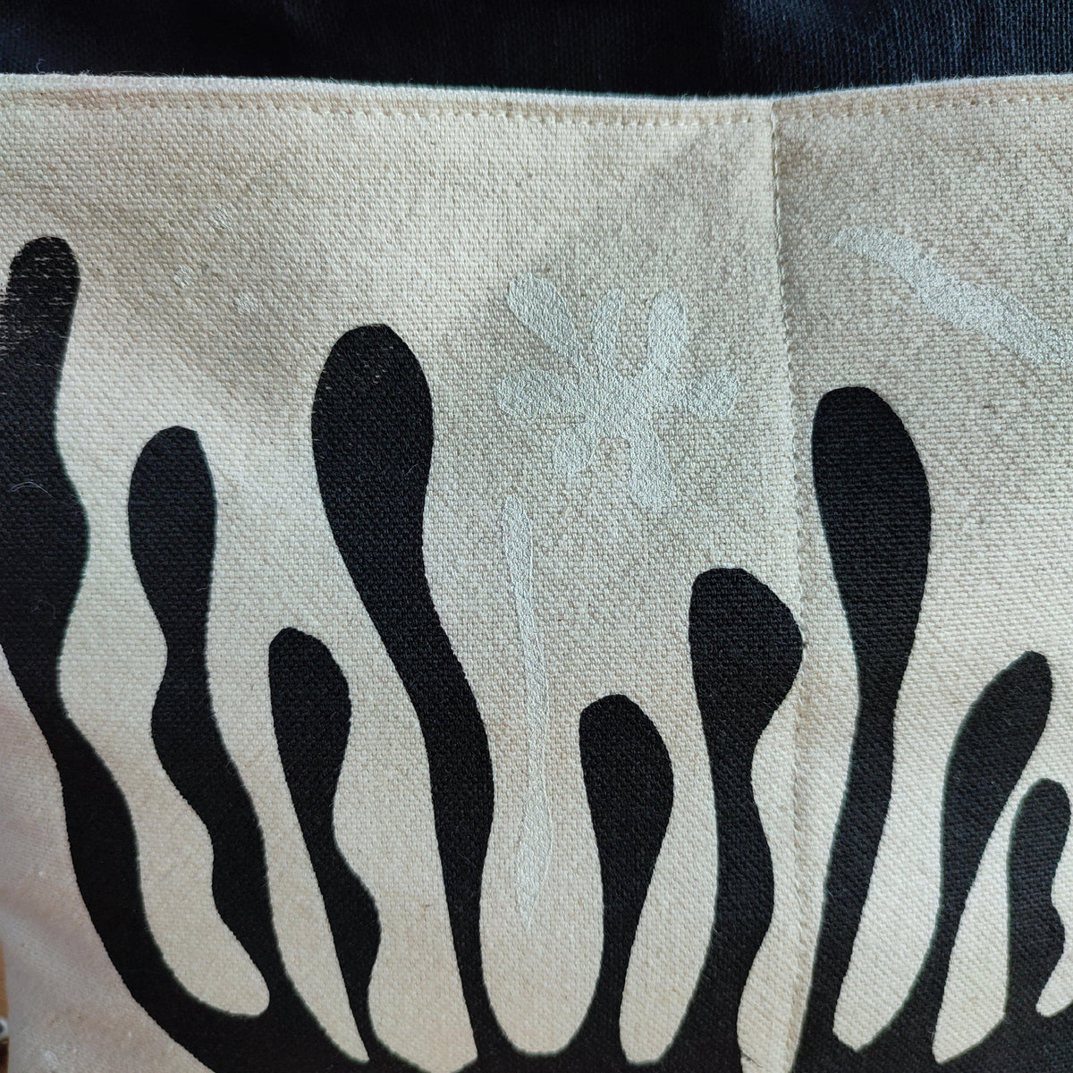 Black&White Super Gioia Long Handles Bag - Handcrafted Bag with external pocket-La Cave à Laine