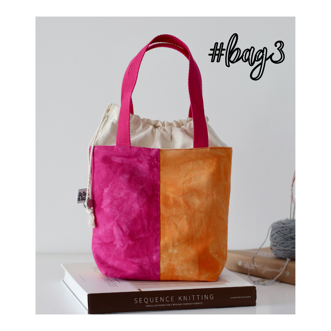 #Bag3: Hand-dyed Drawstring Handcrafted Bag - Pink&Orange-La Cave à Laine