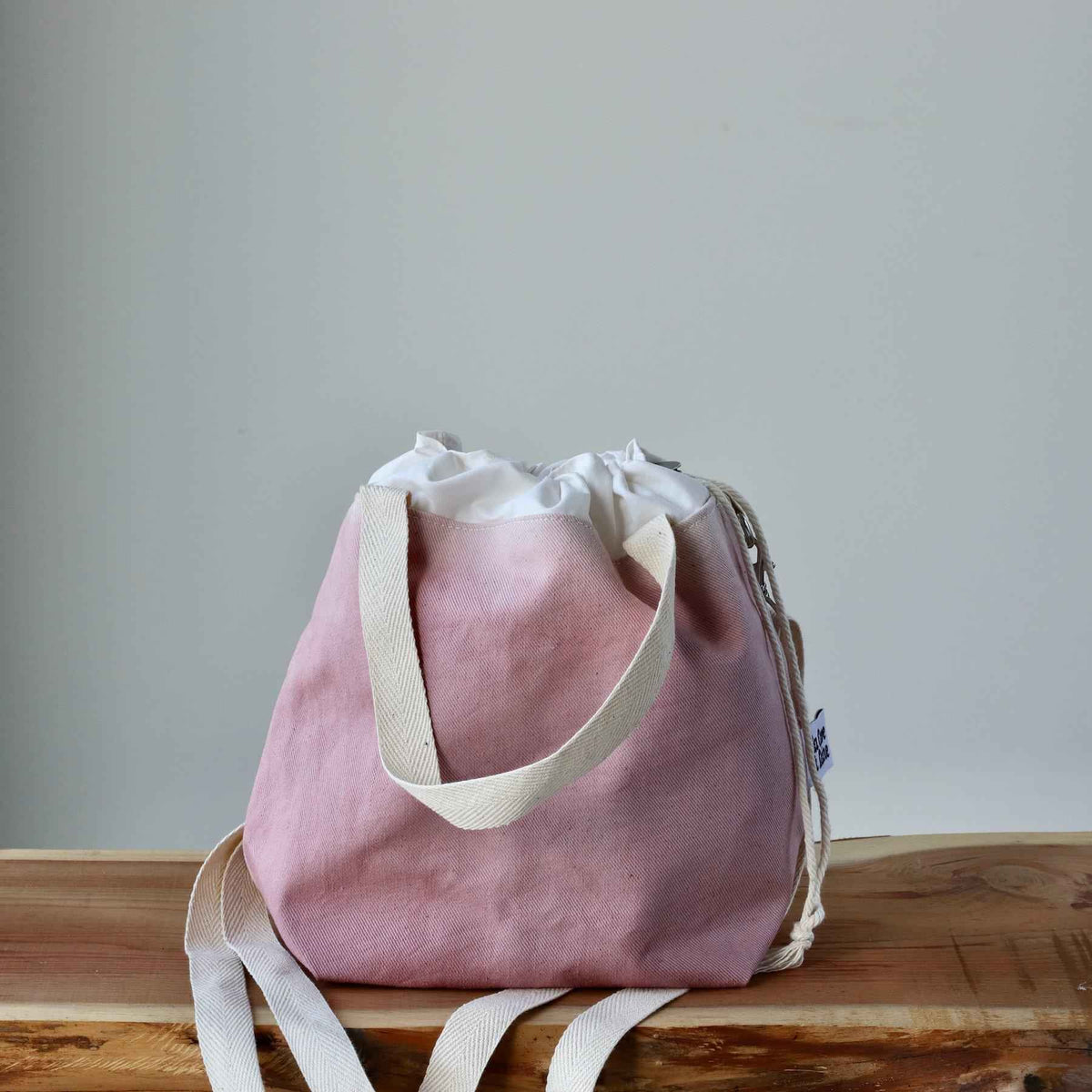 Aquarelle Project Bag - Hand-Dyed Organic Cotton, Crossbody, Rosa Antico-La Cave à Laine