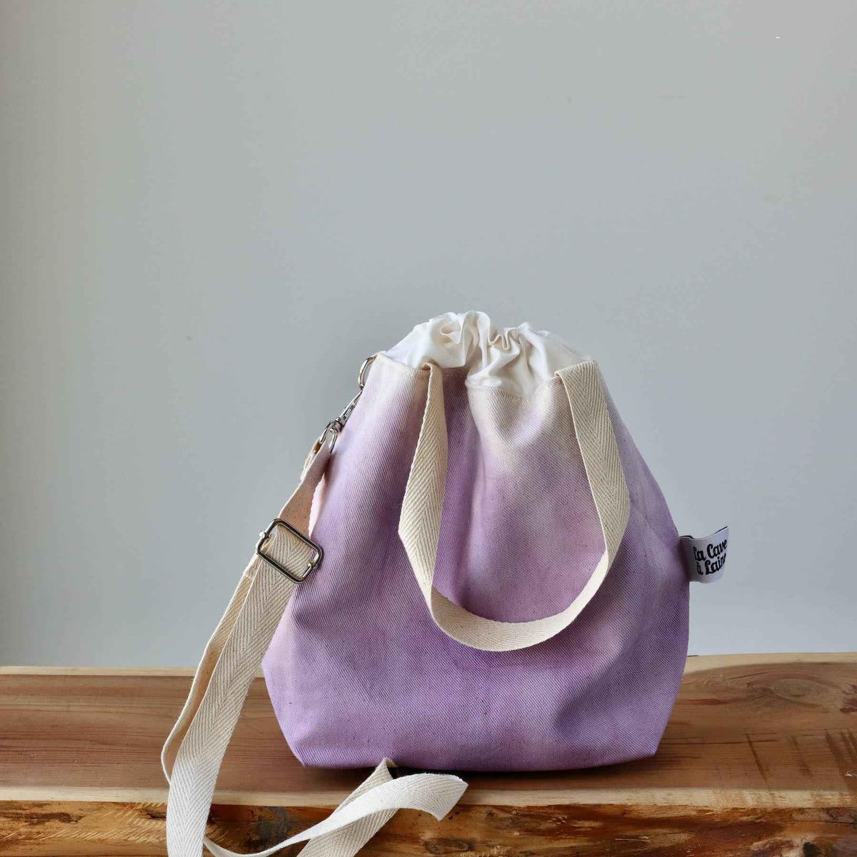 Aquarelle Project Bag - Hand-Dyed Organic Cotton, Crossbody, Viola-La Cave à Laine