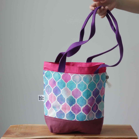 Zellige Project Bag - Long Handles - Pink-La Cave à Laine