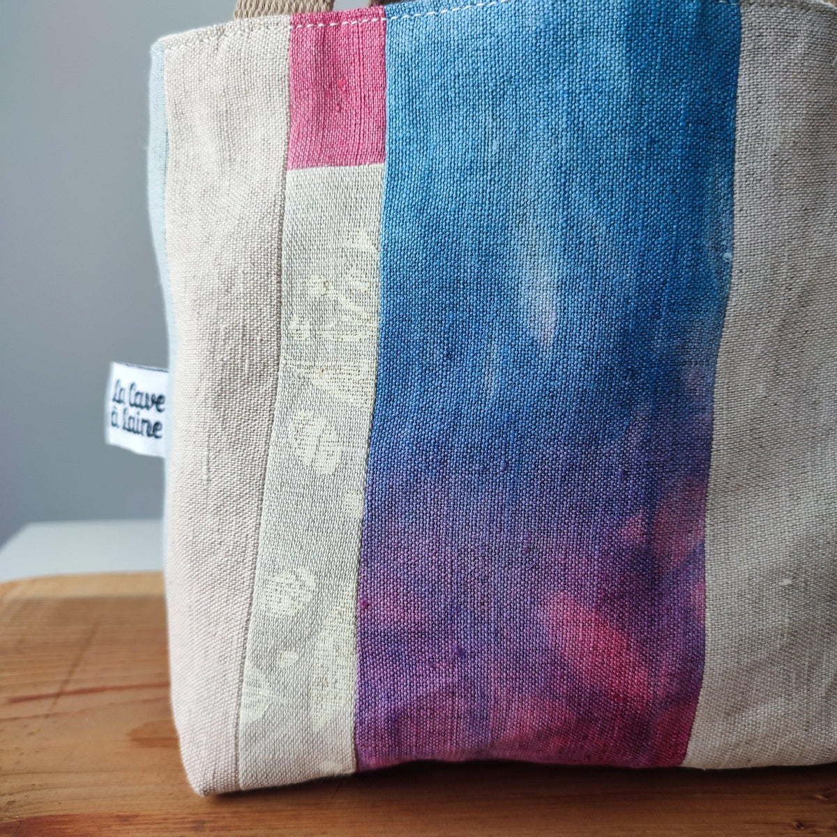 #Bag17 Handcrafted Canvas Bag - Linen Gioia - Pink and Flowers-La Cave à Laine
