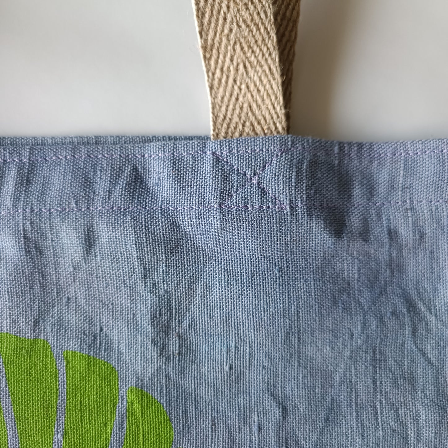 Tote Bag - Hand dyed & Hand Printed - Green Leaf-La Cave à Laine