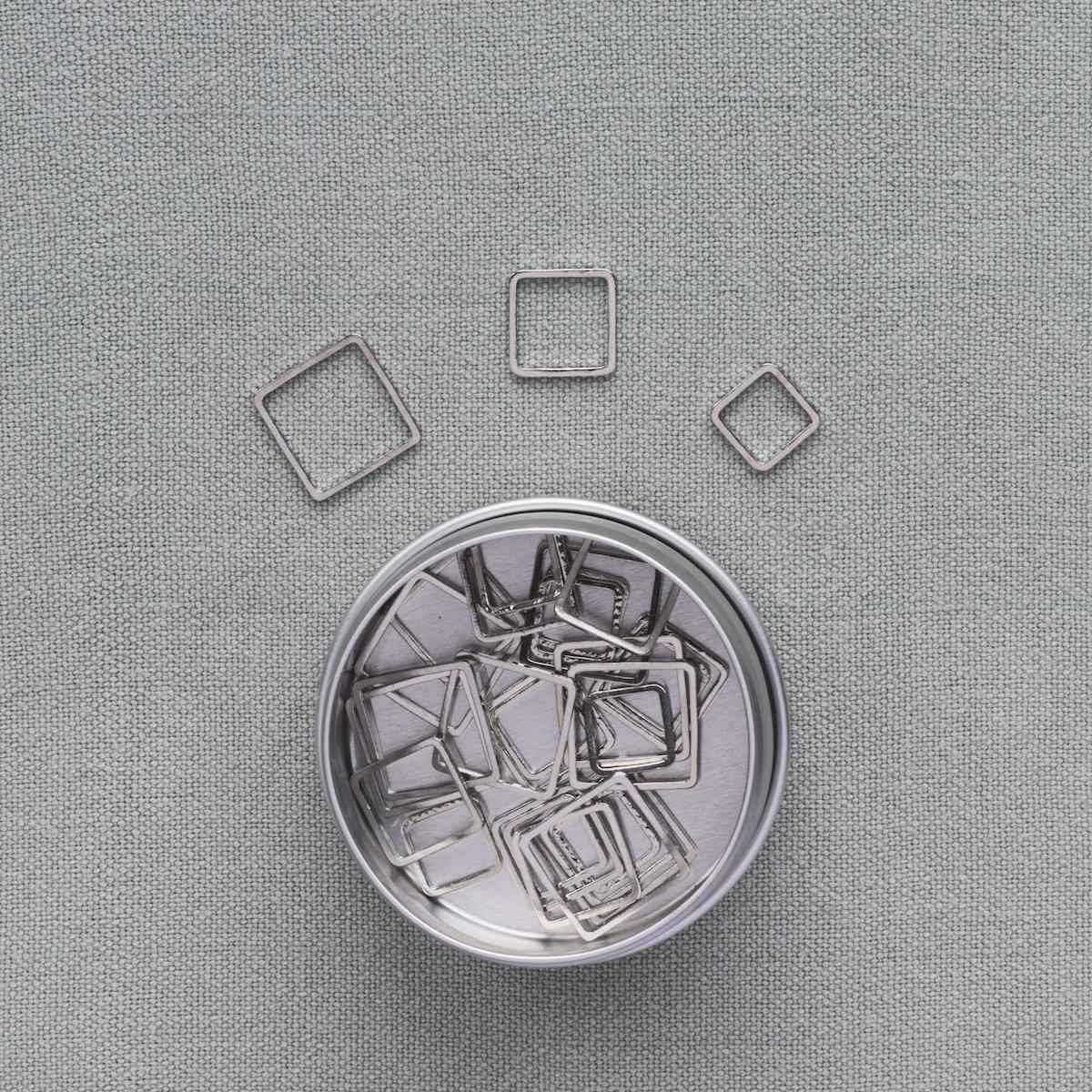 30 Stitch Markers - Square Mix Silver-La Cave à Laine