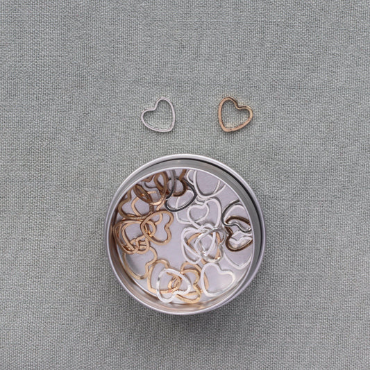 30 Stitch Markers - Heart Gold and Silver, Small-La Cave à Laine