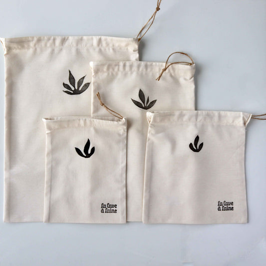 Cotton Knits Cosy Project Bag – Hand-Printed Ecru-La Cave à Laine
