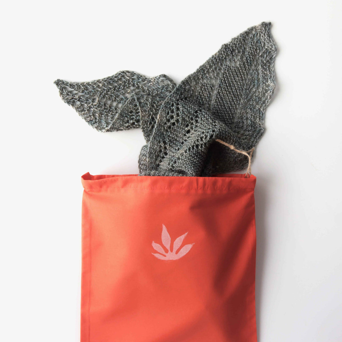 Knits Cosy Cotton Project Bag – Hand-Printed Orange-La Cave à Laine