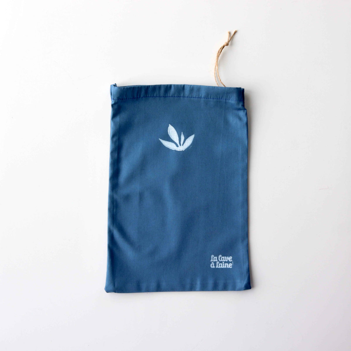 Hand-Printed Cotton Knits Cosy Project Bag – Blue-La Cave à Laine