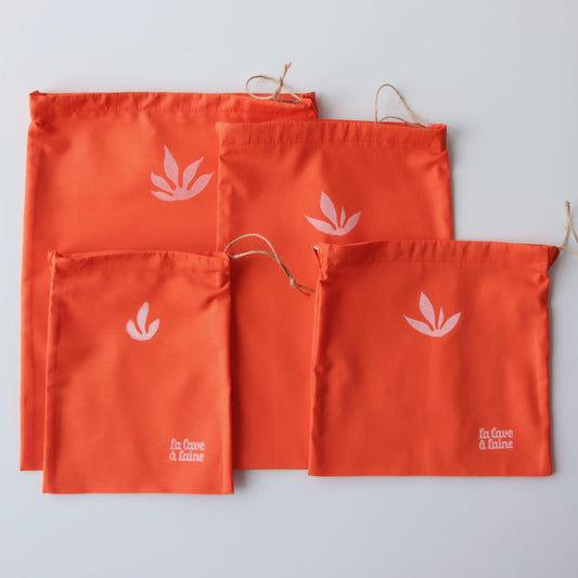 #Bag11 Knits Cosy - Cotton, Hand-Printed, Arancione-La Cave à Laine