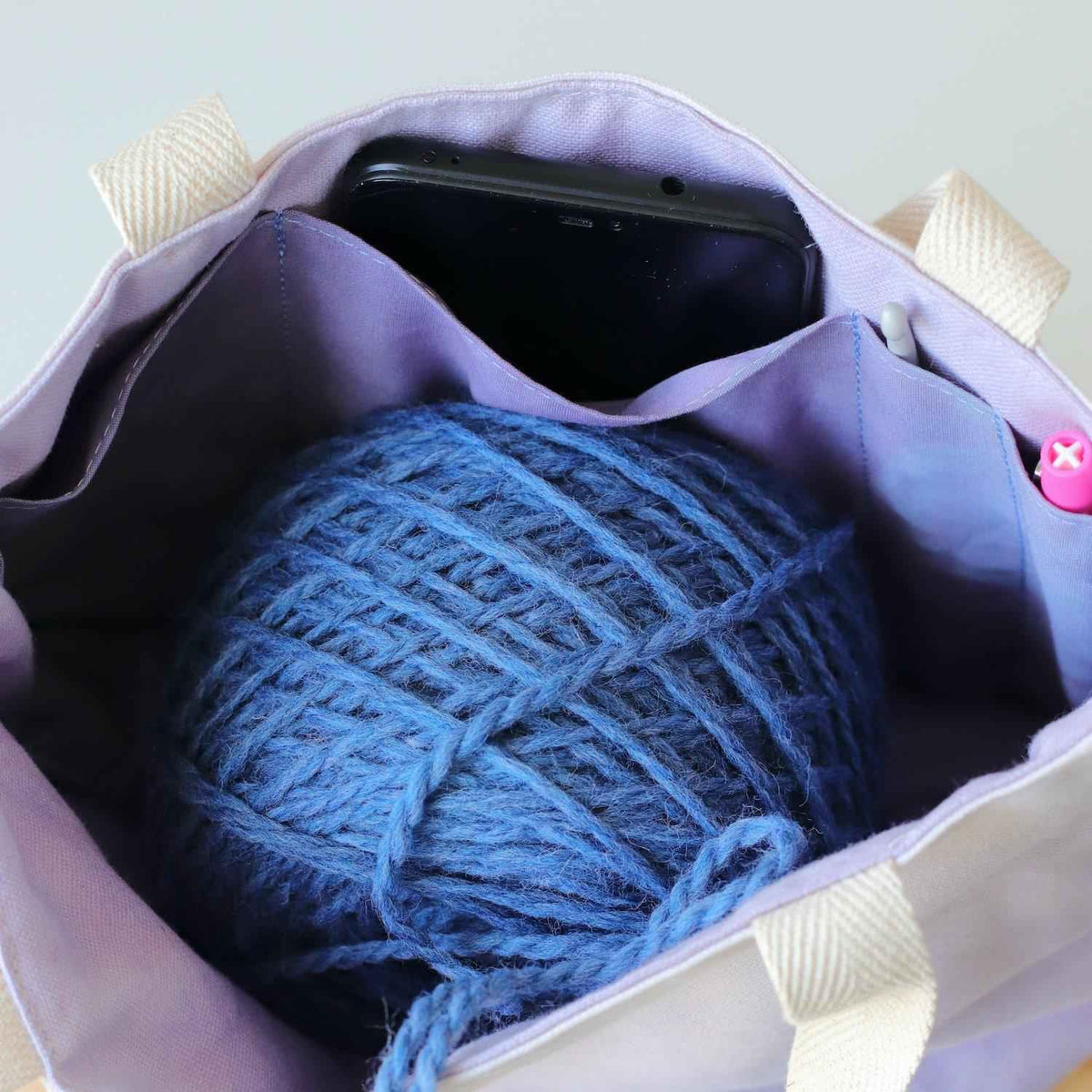 Aquarelle Small Project Bag - Hand-Dyed Organic Cotton, Lavanda - END OF COLLECTION-La Cave à Laine