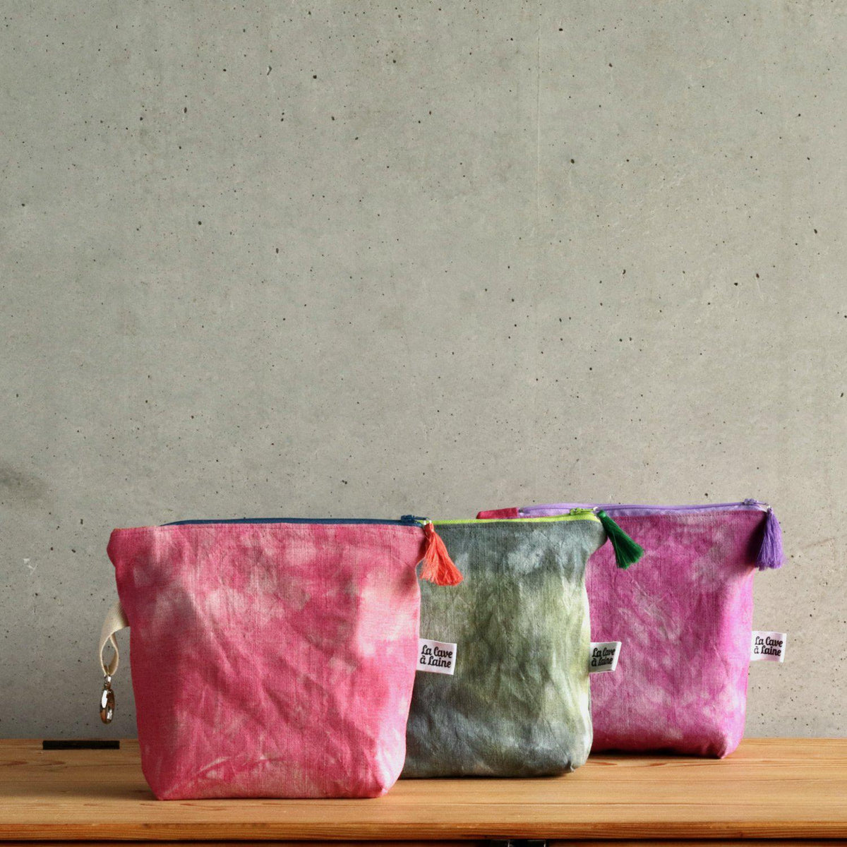 Handcrafted Canvas Bag - Linen Zipper - Coral Pink-La Cave à Laine
