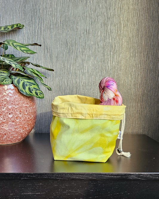 Medium Drawstring Project Bag - Hand dyed, Yellow-La Cave à Laine