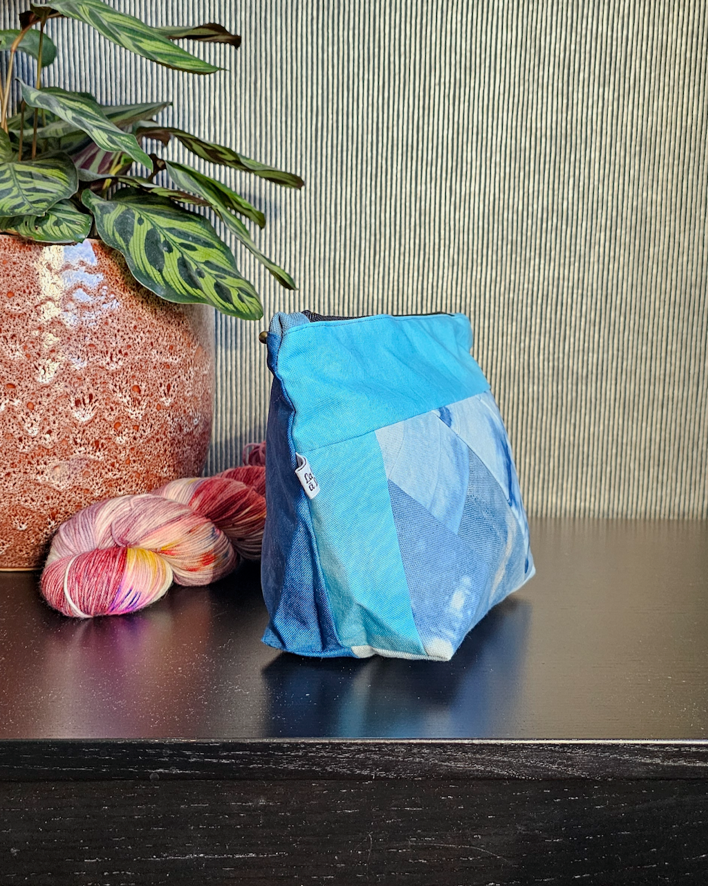 Patchwork Pouch Dama - Ocean Blue-La Cave à Laine
