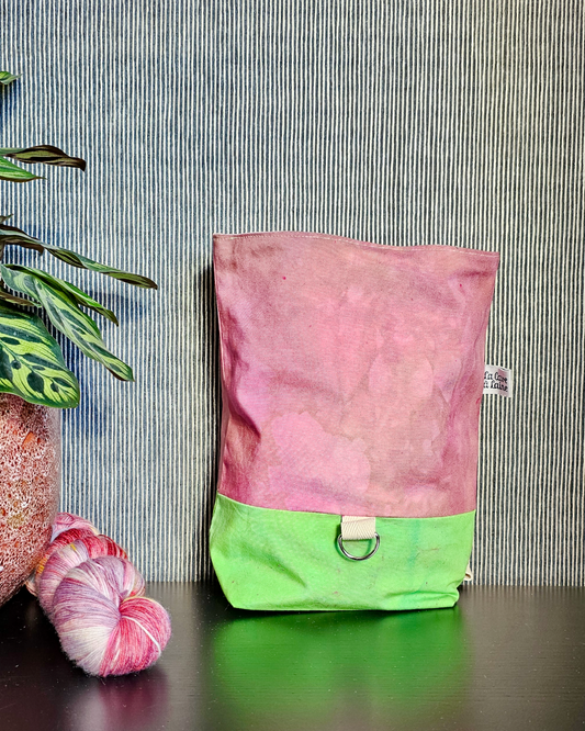 Cannolo Handbag Medium- Hand-dyed, Pink & Lime Green-La Cave à Laine