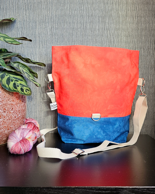 Cannolo Handbag Large- Hand-dyed Red & Blue-La Cave à Laine