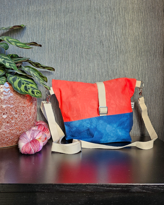 Cannolo Handbag Large- Hand-dyed Red & Blue-La Cave à Laine