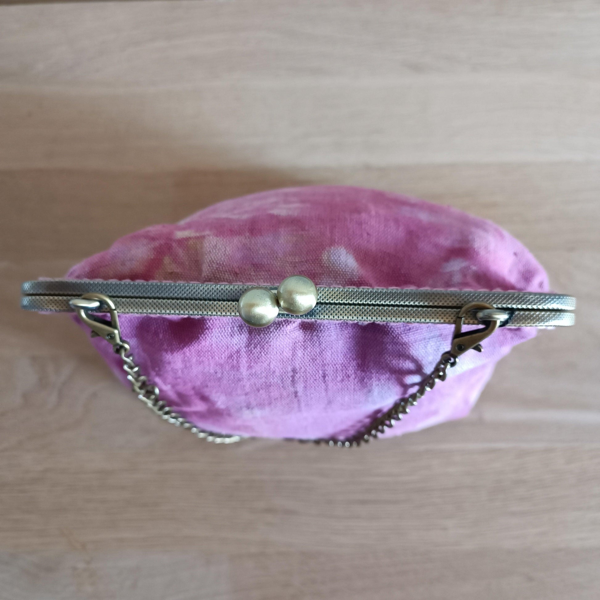Clasp Handbag - Pink Linen-La Cave à Laine