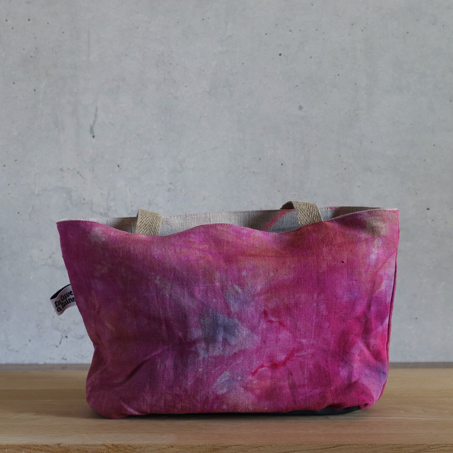 Carryall Bag - Pink! with Blue Leaves-La Cave à Laine