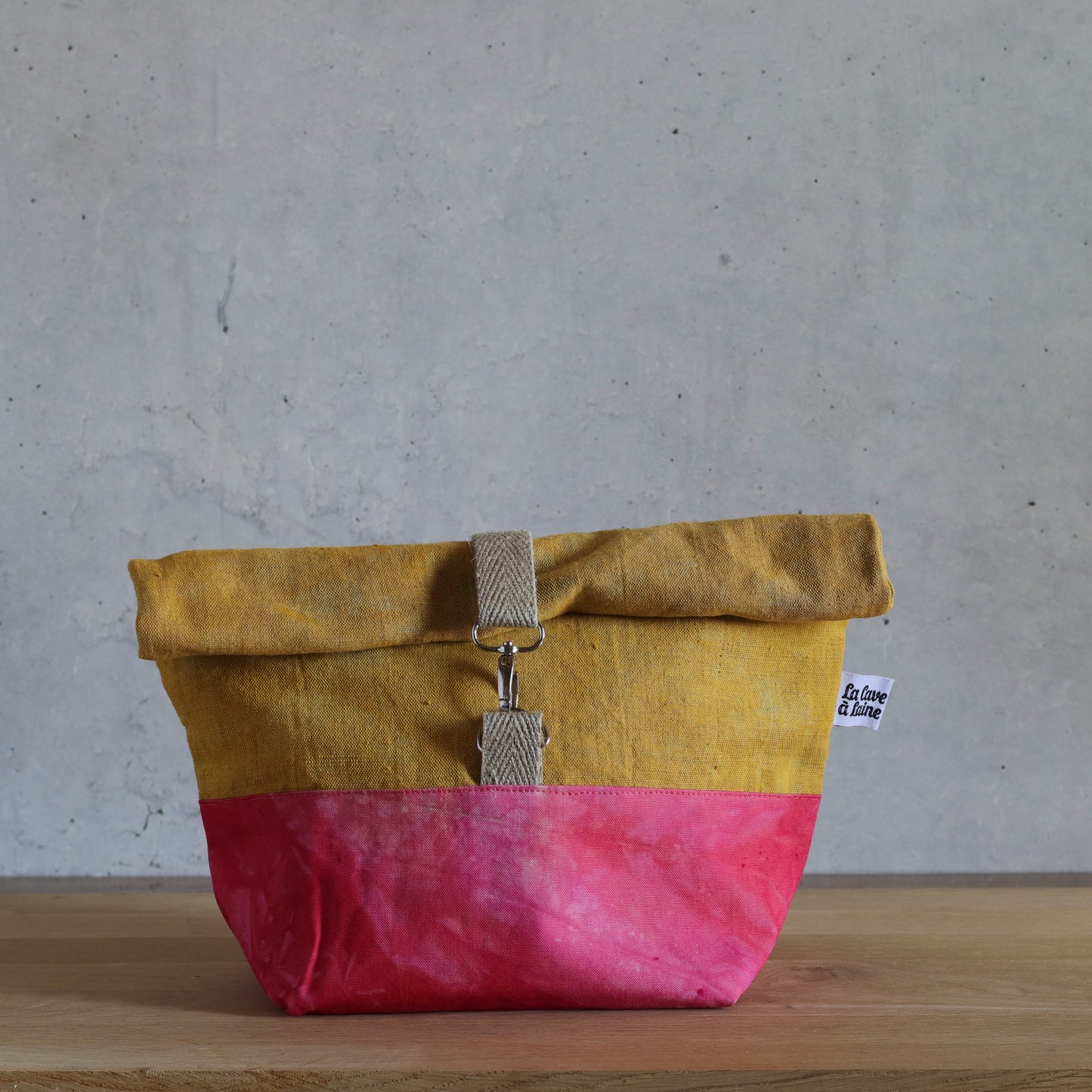 Cannolo Project Bag - Hand-dyed, Yellow & Red, Medium-La Cave à Laine