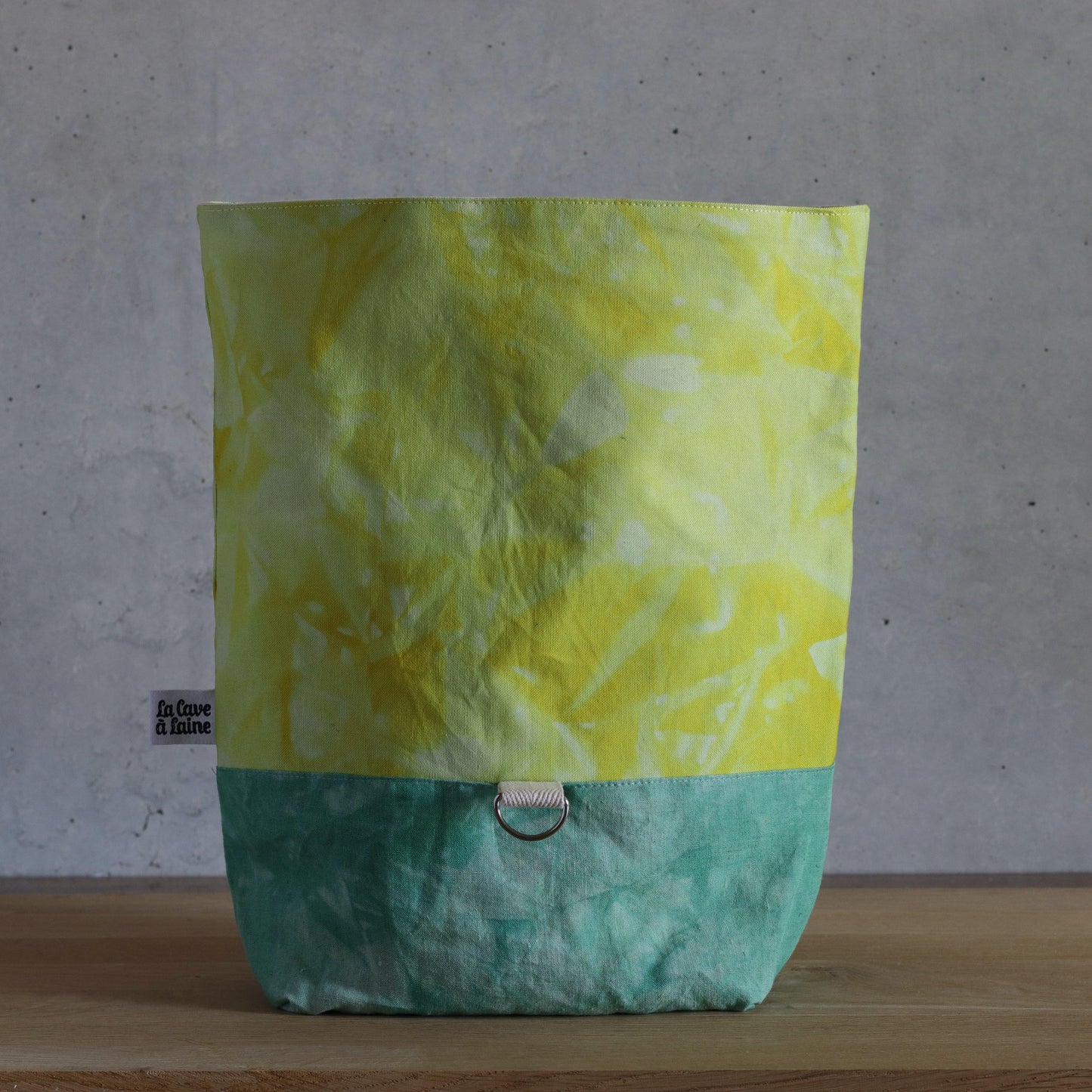 Cannolo Project Bag - Hand-dyed, Yellow & Green, Medium-La Cave à Laine