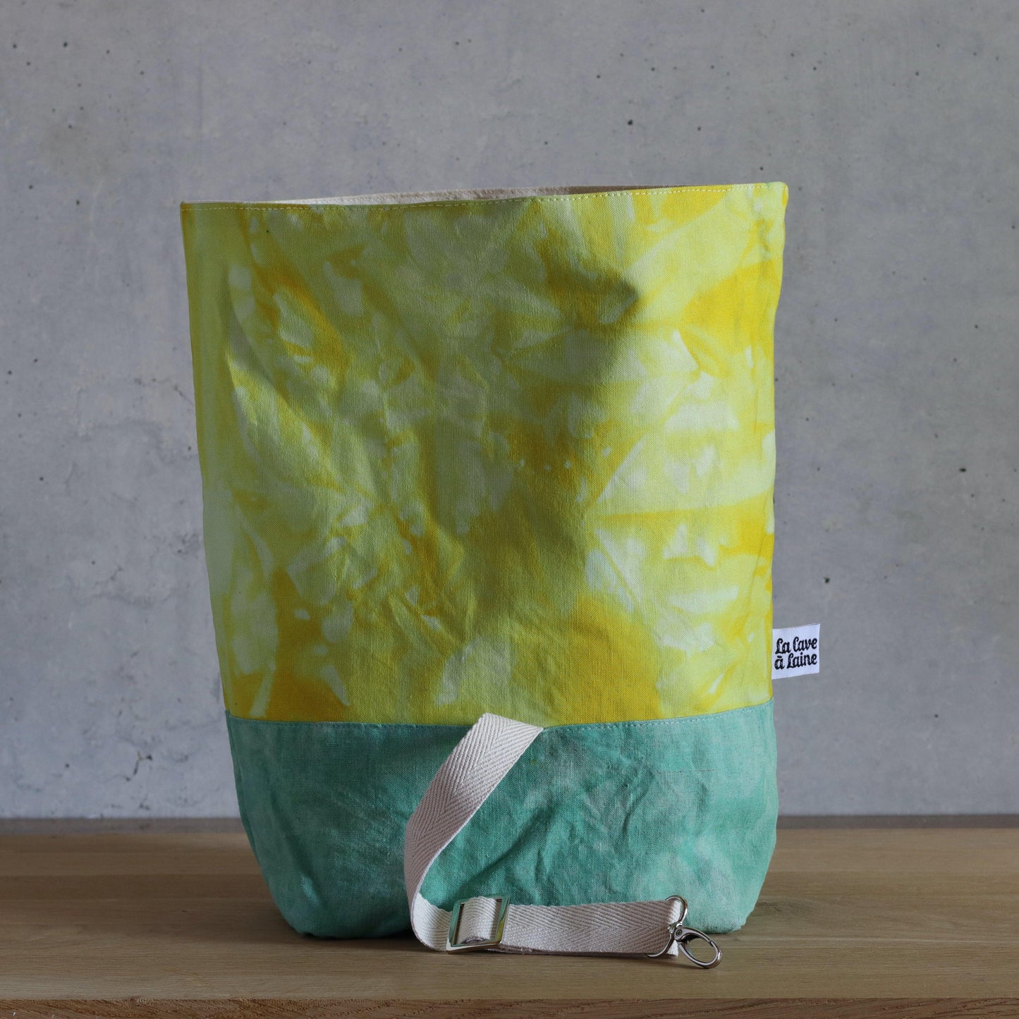 Cannolo Project Bag - Hand-dyed, Yellow & Green, Medium-La Cave à Laine