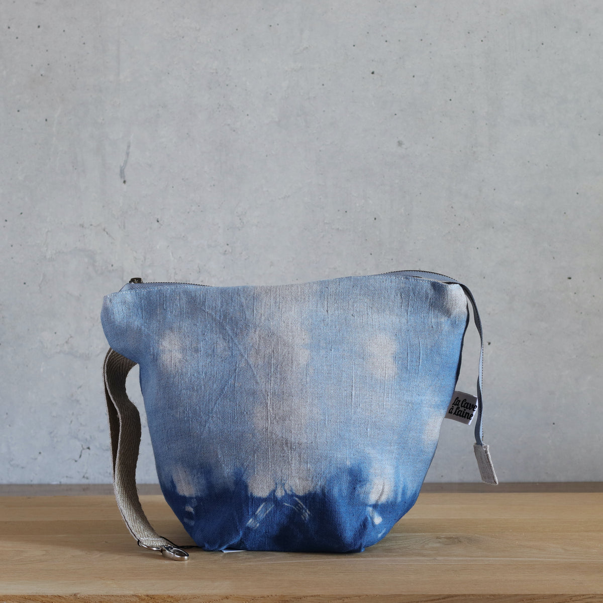 Zip Bag M - Large Opening - Blue-La Cave à Laine