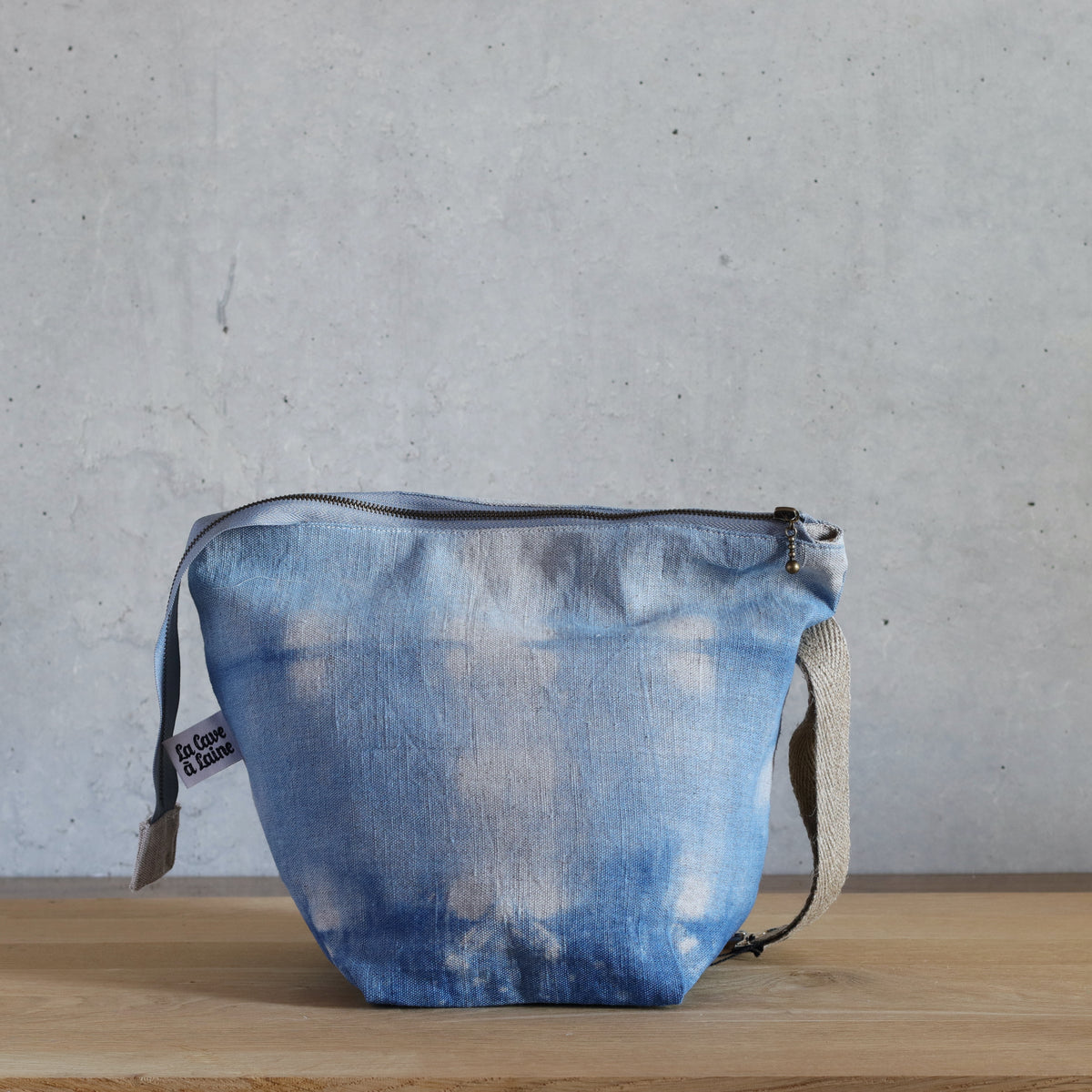 Zip Bag M - Large Opening - Blue-La Cave à Laine