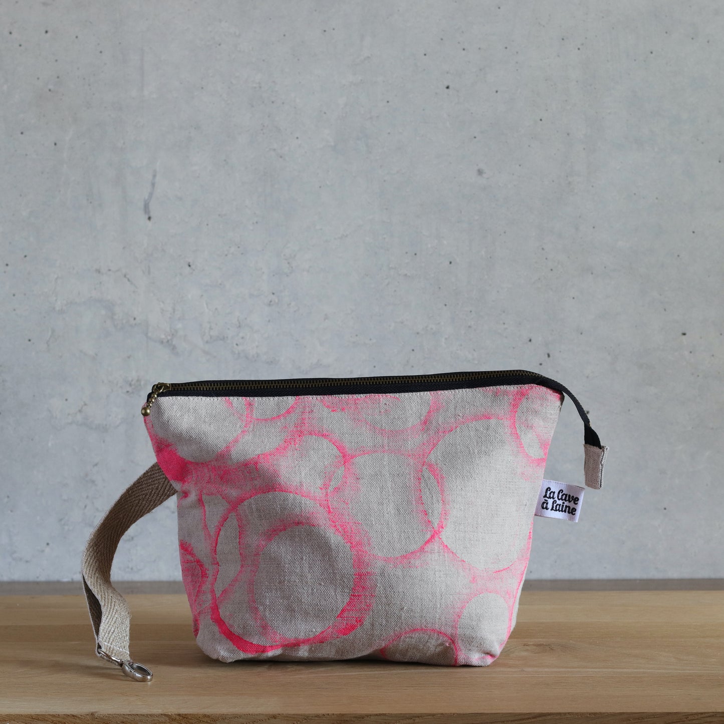 Zip Bag S - Large Opening - Pink Circles-La Cave à Laine
