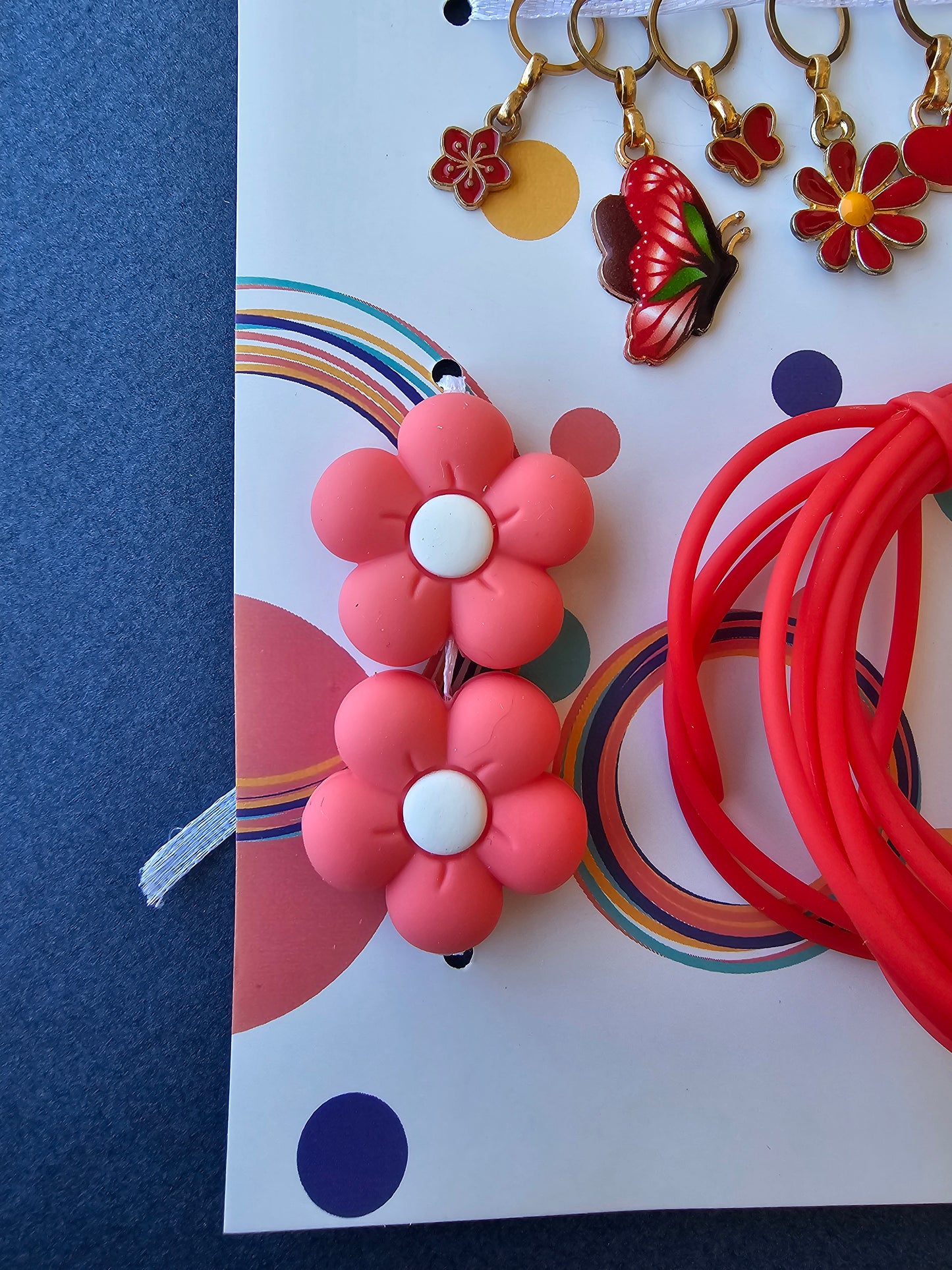Extra Notions Card - Stitch Markers, Stoppers, and Holders - Red