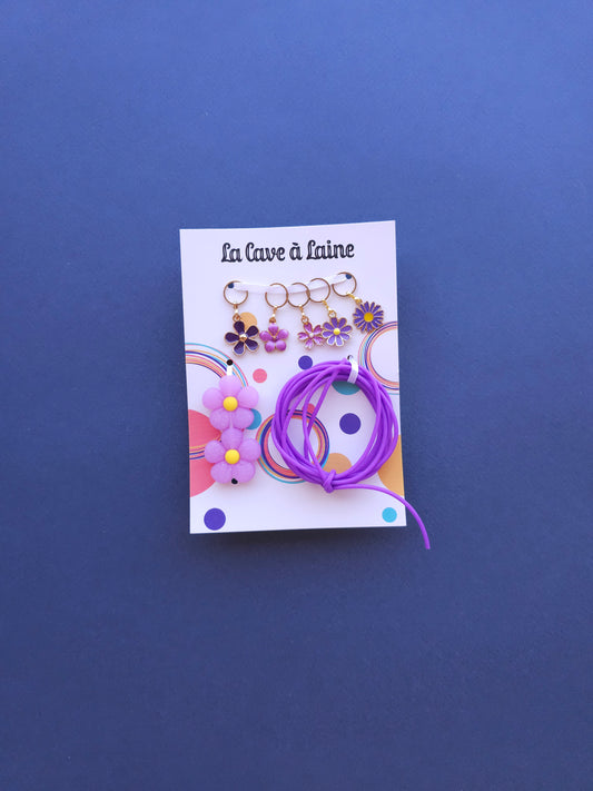 Extra Notions Card - Stitch Markers, Stoppers, and Holders - Purple