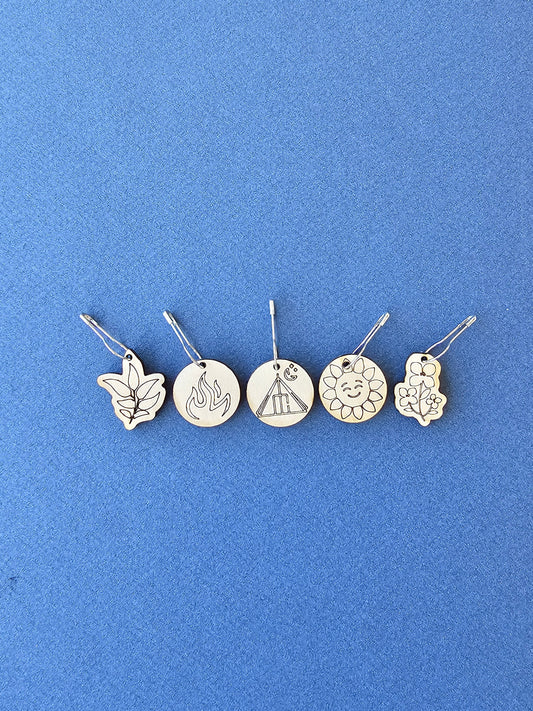5 Camping Stitch Markers-La Cave à Laine