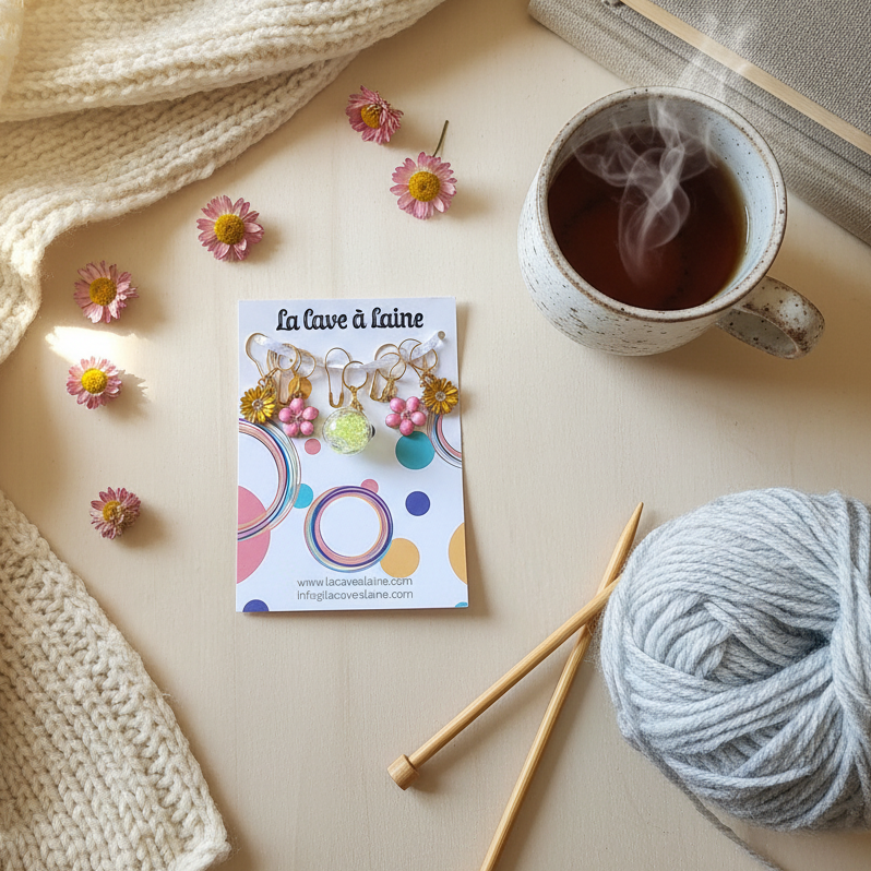 10 Stitch Markers - Flowers mix-La Cave à Laine