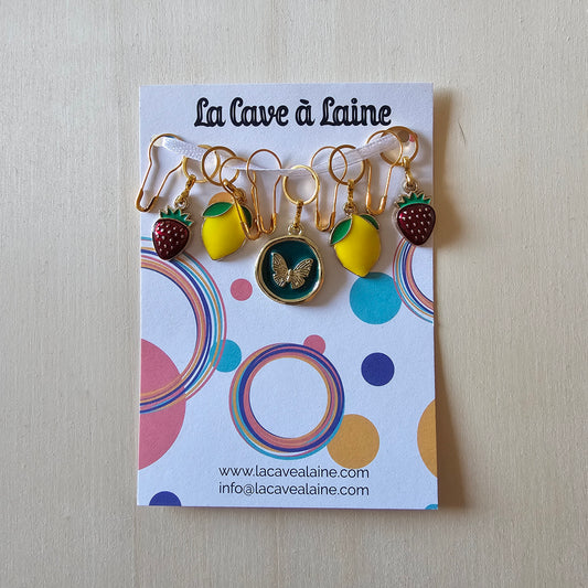 10 Stitch Markers - Butterflies and Fruits-La Cave à Laine