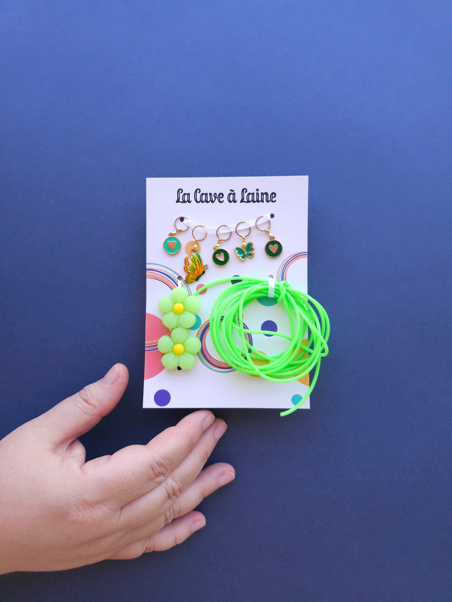 Extra Notions Card - Stitch Markers, Stoppers, and Holders - Green