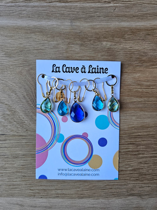10 Stitch Markers - Bejewelled Blu-La Cave à Laine