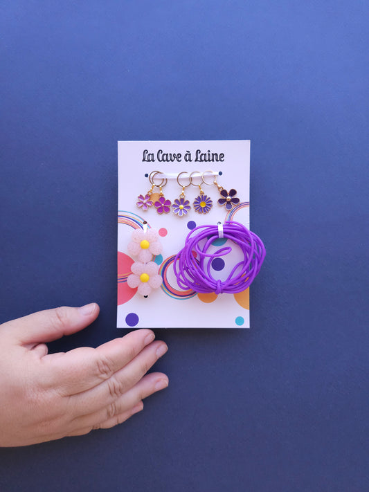 Extra Notions Card - Stitch Markers, Stoppers, and Holders - Purple